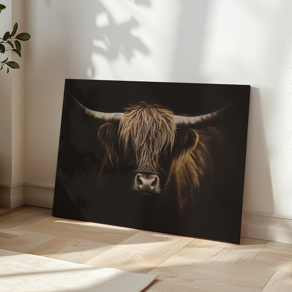 Highland Cow Close Up Dark Rustic Portrait Modern Farmhouse Poster - Image 5