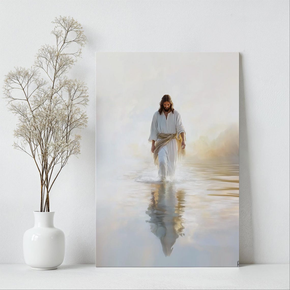 Jesus Walking Toward You On Mirror Calm Reflective Water Poster - Image 6