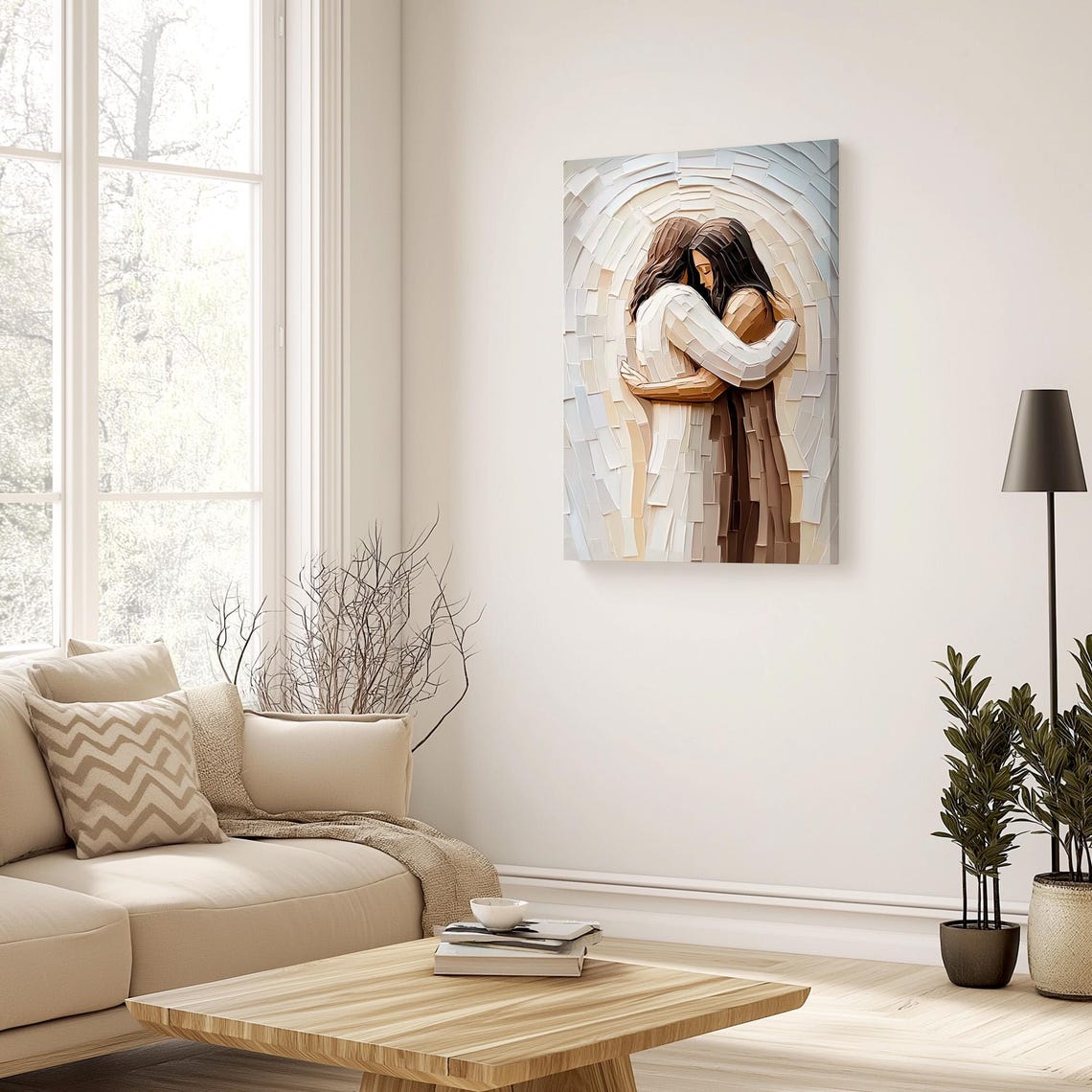 He Loves You Christian Art Abstract Jesus Hugging Woman Art Jesus And Girl Print Jesus Painting Jesus Heals Woman Wall Decor - Image 2