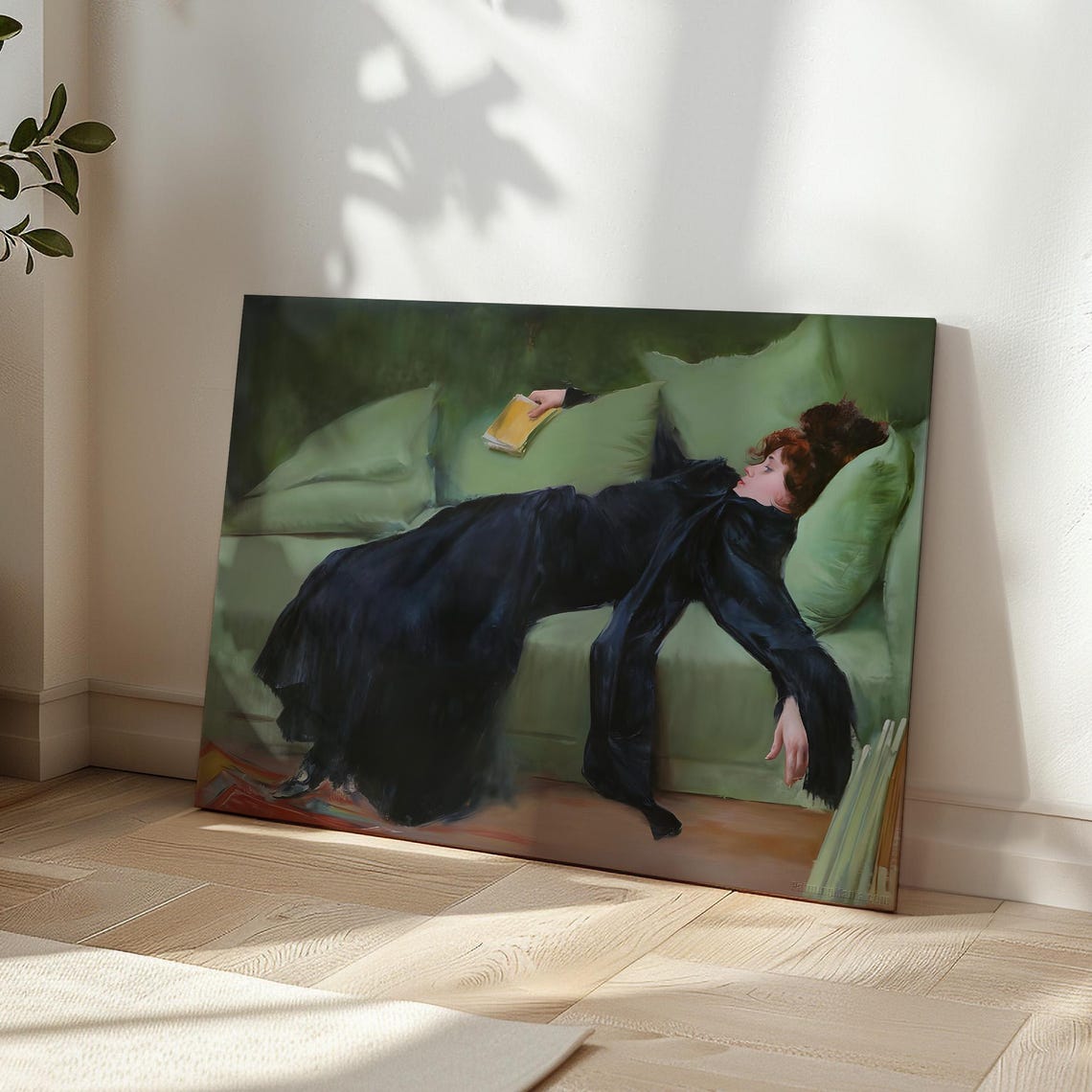 Decadent Young Woman After Dance Vintage Green Portrait Wall Art - Image 2