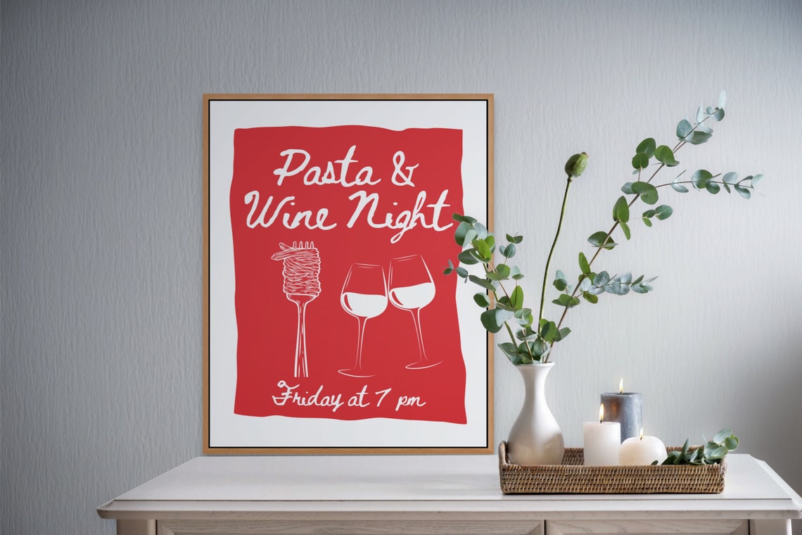 Pasta And Wine Night Friday At Seven Red Kitchen Party Poster - Image 3