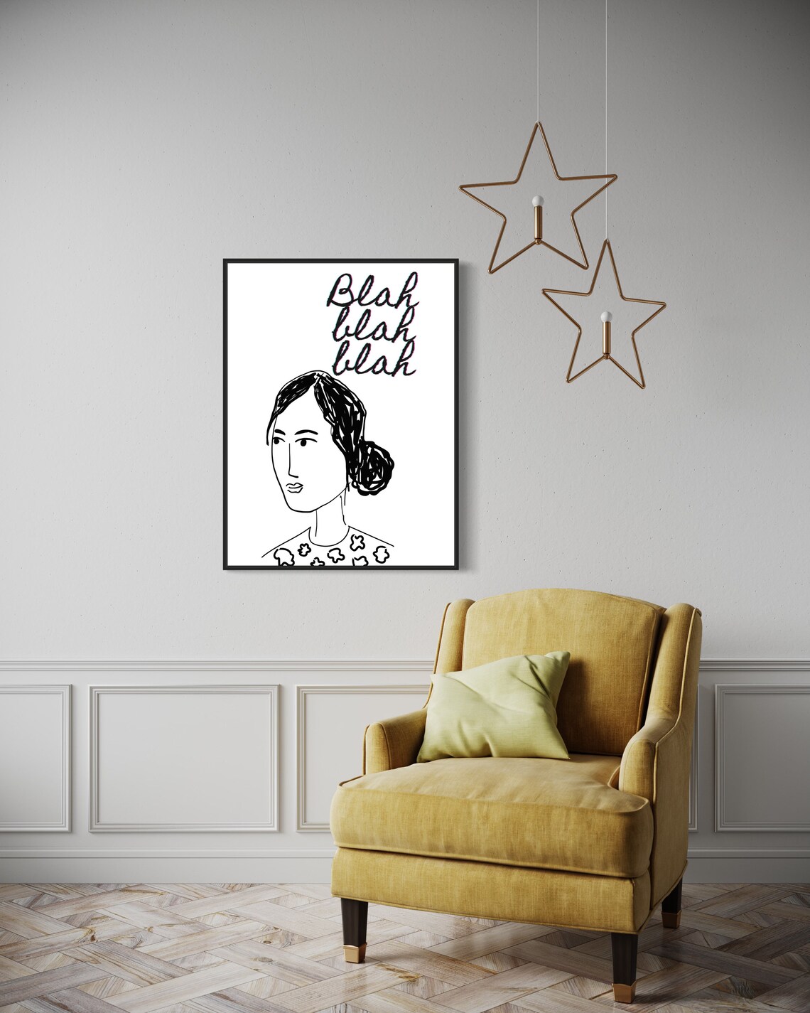 Blah Blah Blah Art Print Funny Poster Preppy Wall Decor Black And White Girly Wall Art - Image 4