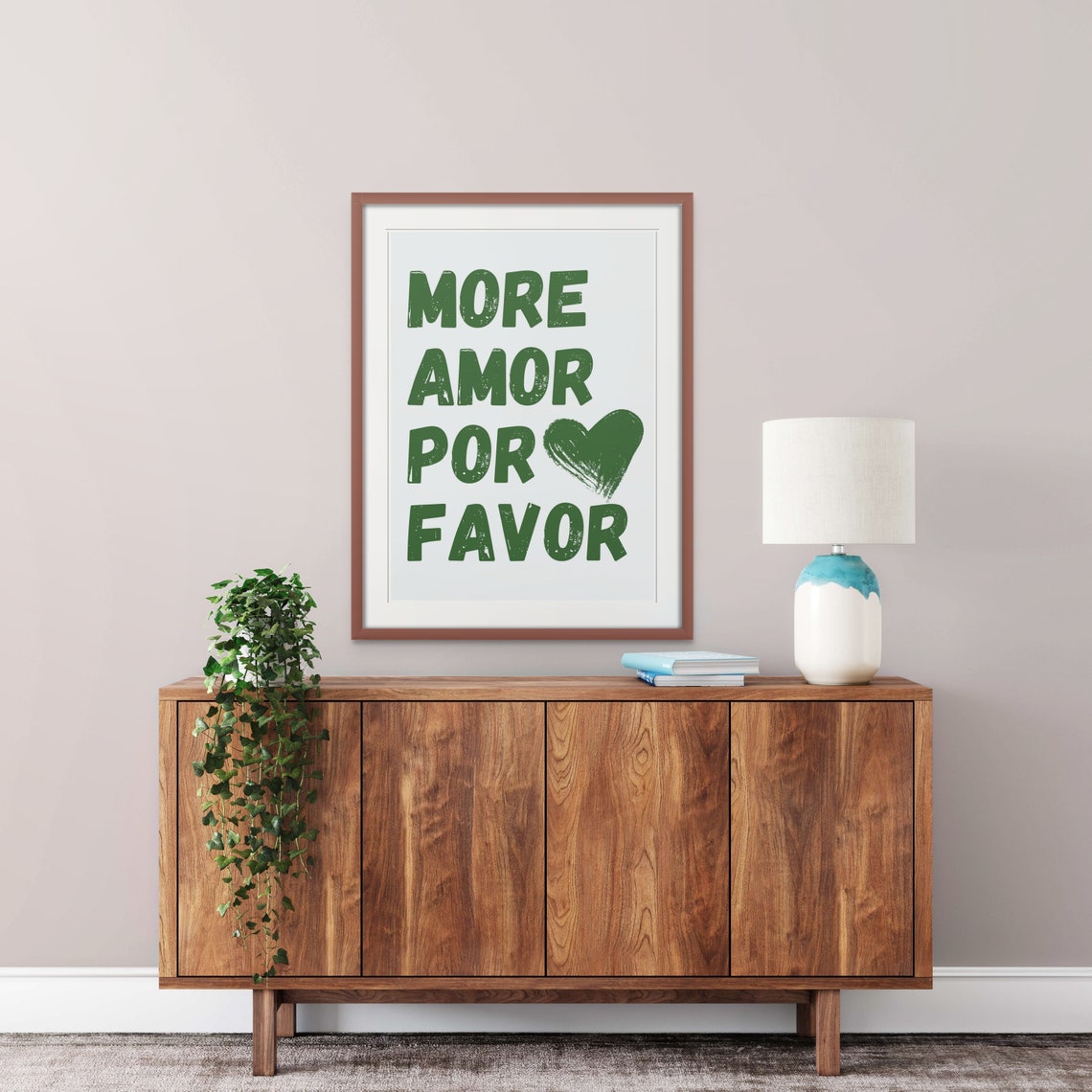 More Amor Por Favor Green Spanish Love Quote Heart Art Poster - Image 3