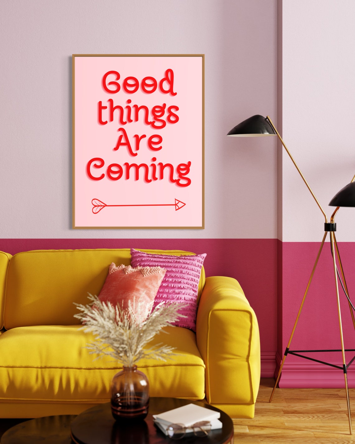 Good Things Are Coming Pink Red Bold Quote Poster With Arrow Accent - Image 2