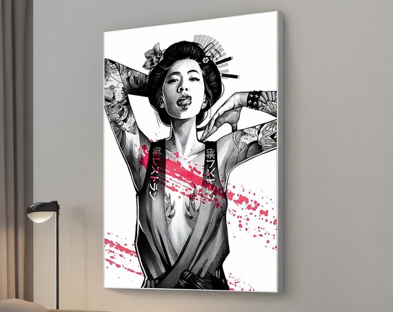 Erotic Tattooed Girl Canvas Painting Sexy Ethnic Artwork Wall Decor Art Bedroom