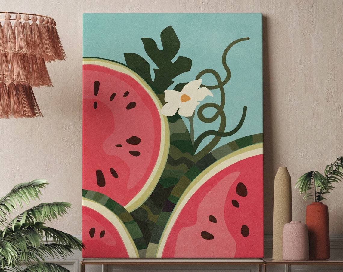 Watermelon Slice Fun Bold Illustration Summer Kitchen Wall Art - Image 3
