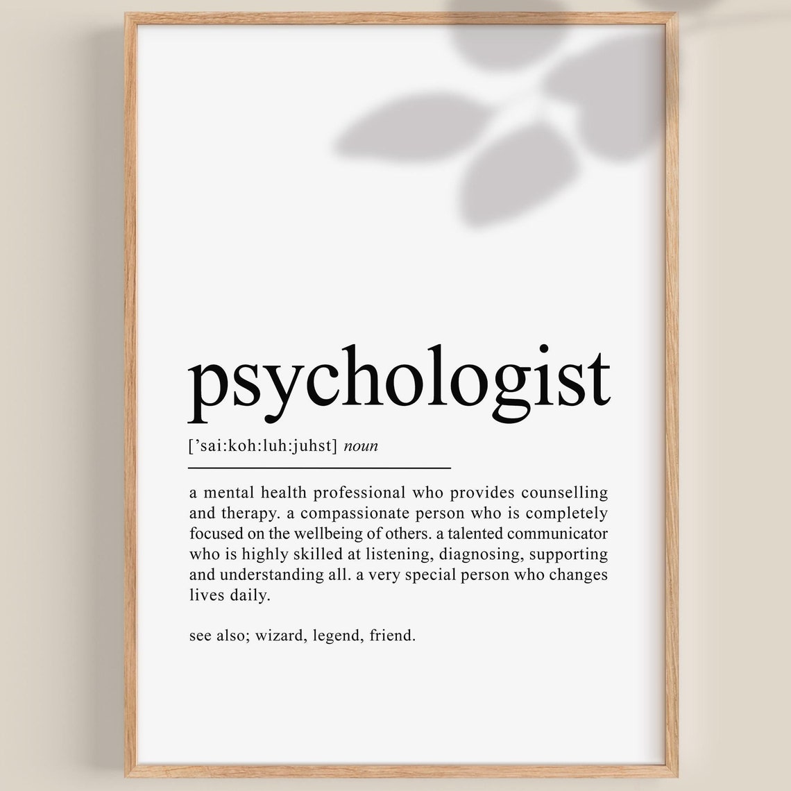 Psychologist Dictionary Definition Mental Health Gift Poster Art
