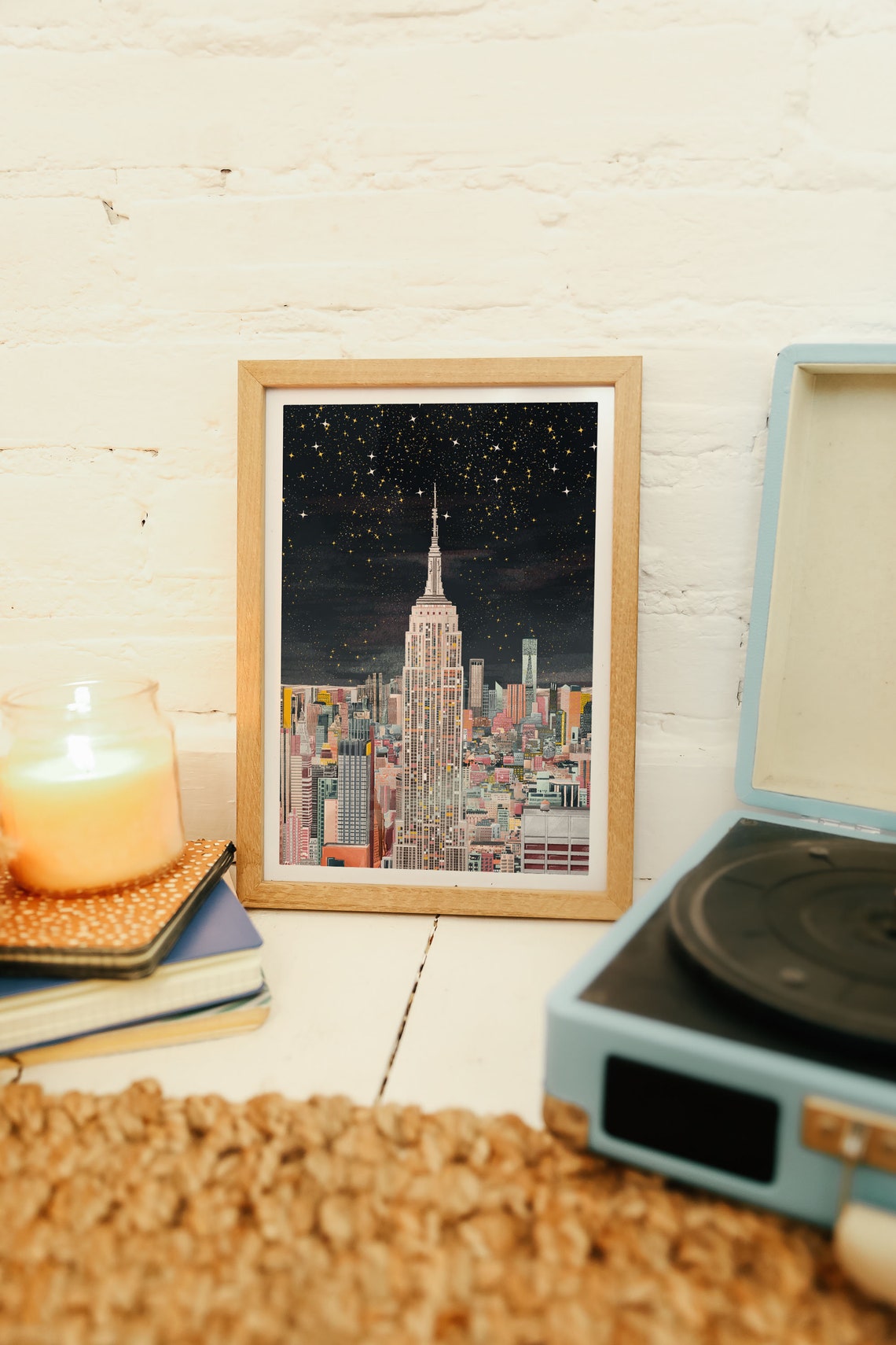 New York Empire State Building Starry Night Skyline Art Poster - Image 2