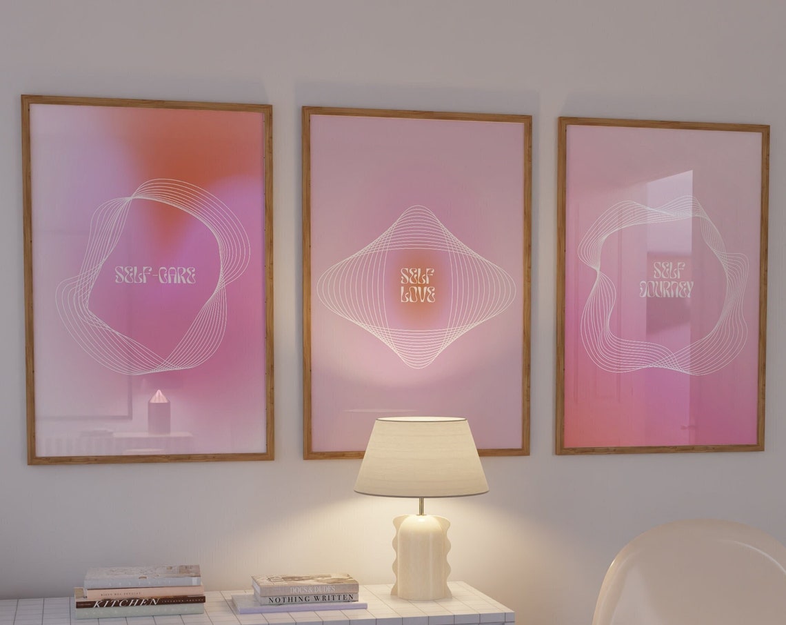 Self Care Self Love Self Journey Aura Gradient Spiritual Trio Poster