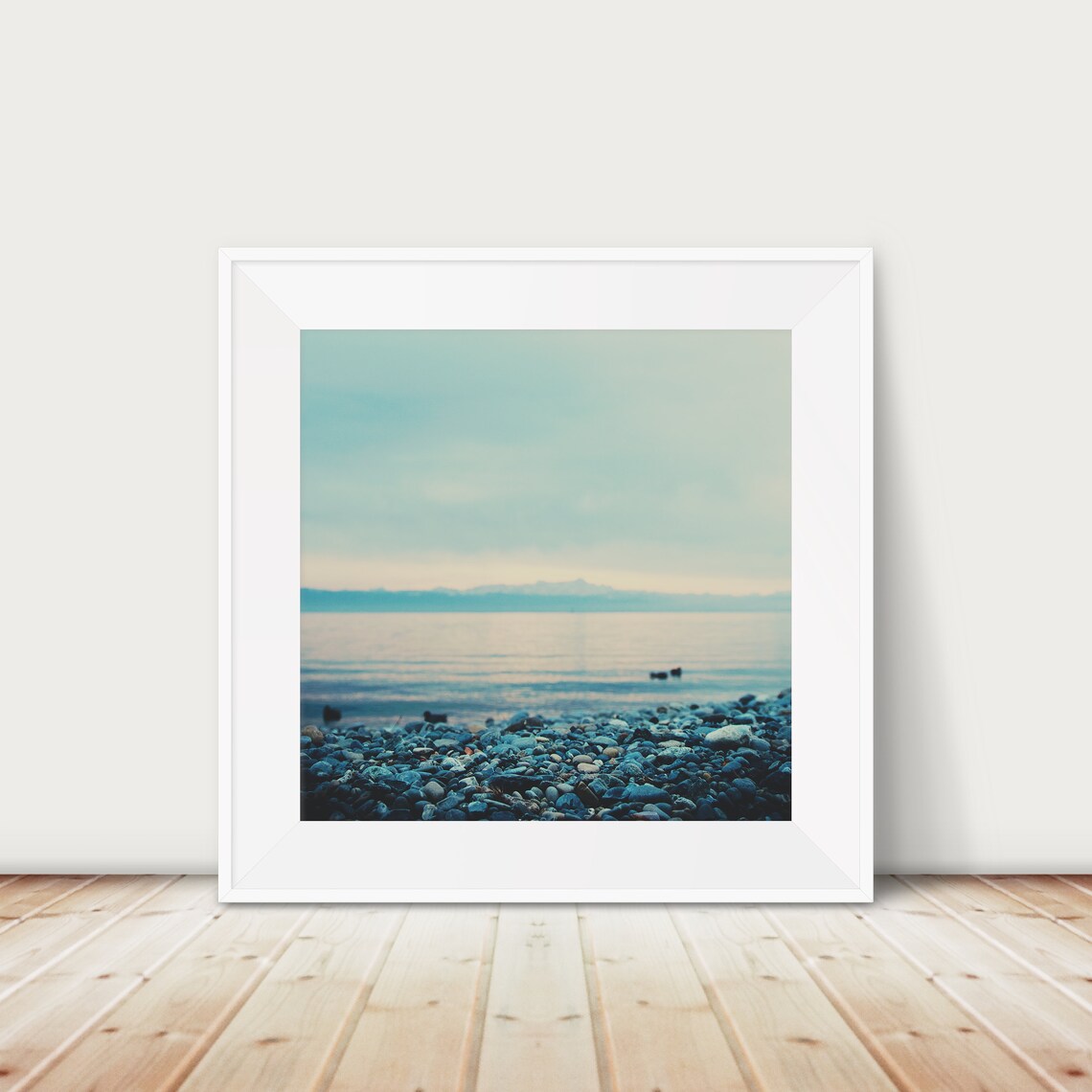Rocky Lakeshore At Dusk Calm Water Nature Photography Poster