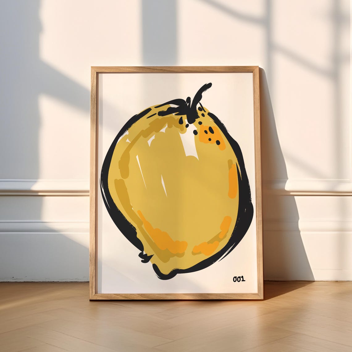 Lemon Bold Ink Illustration Kitchen Fruit Art Poster Number 001