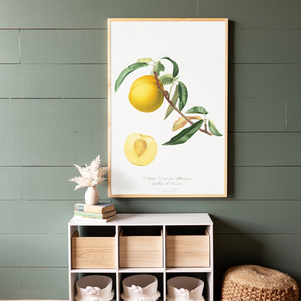 Yellow Peaches Botanical Art Print, Living Room - Image 2
