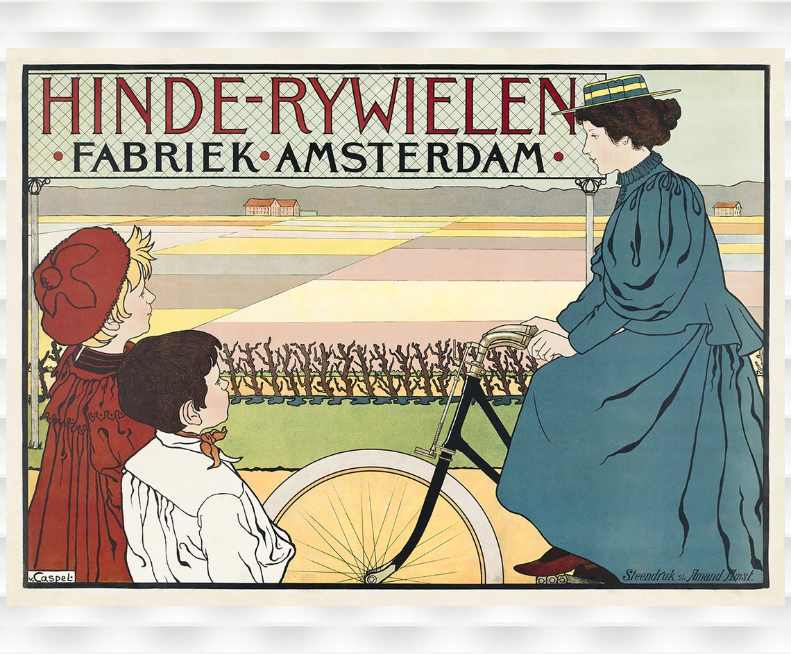 Hinde Rywielen Amsterdam Dutch Bicycle Factory Vintage Ad Poster