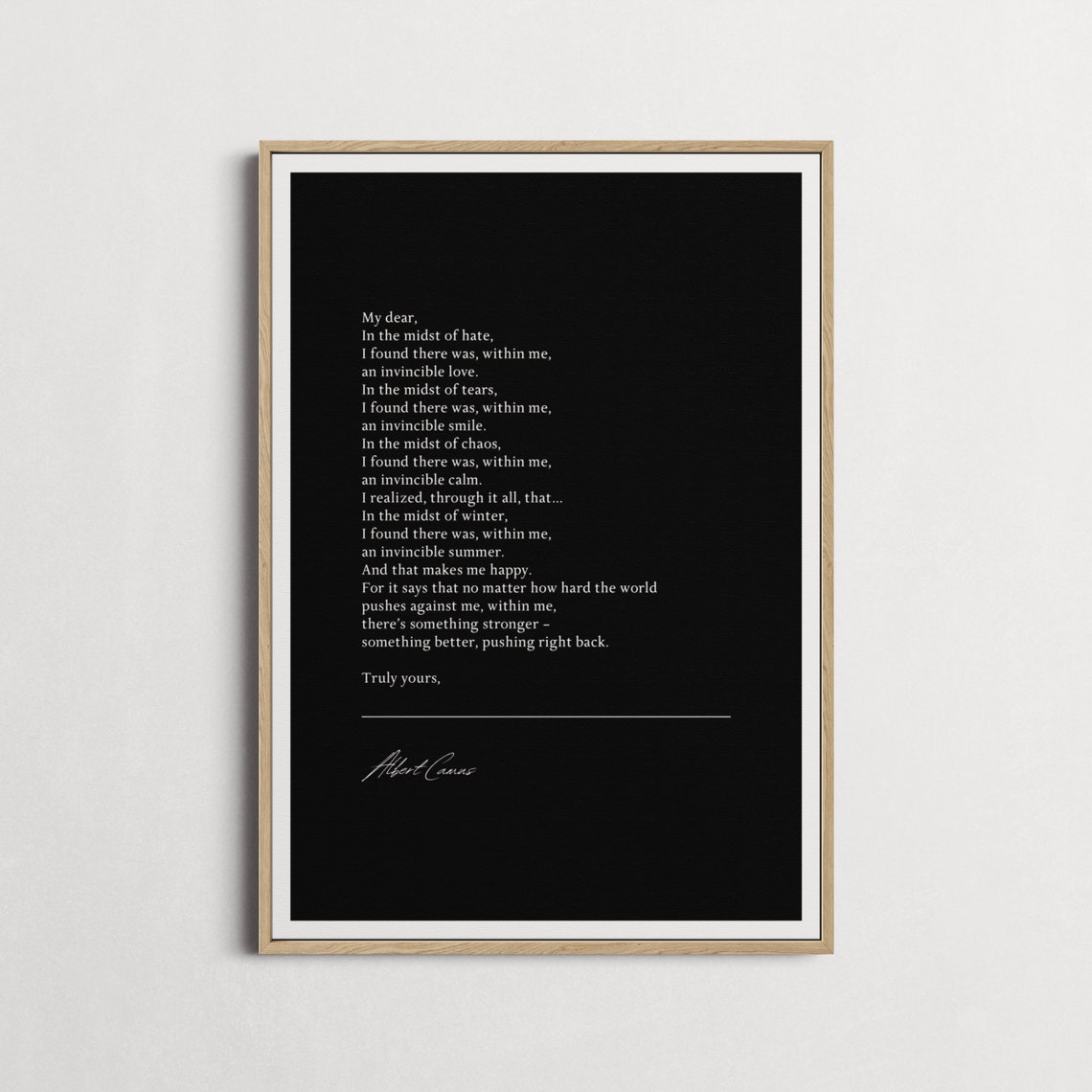 Albert Camus In The Midst Of Winter Invincible Summer Quote Poster - Image 3