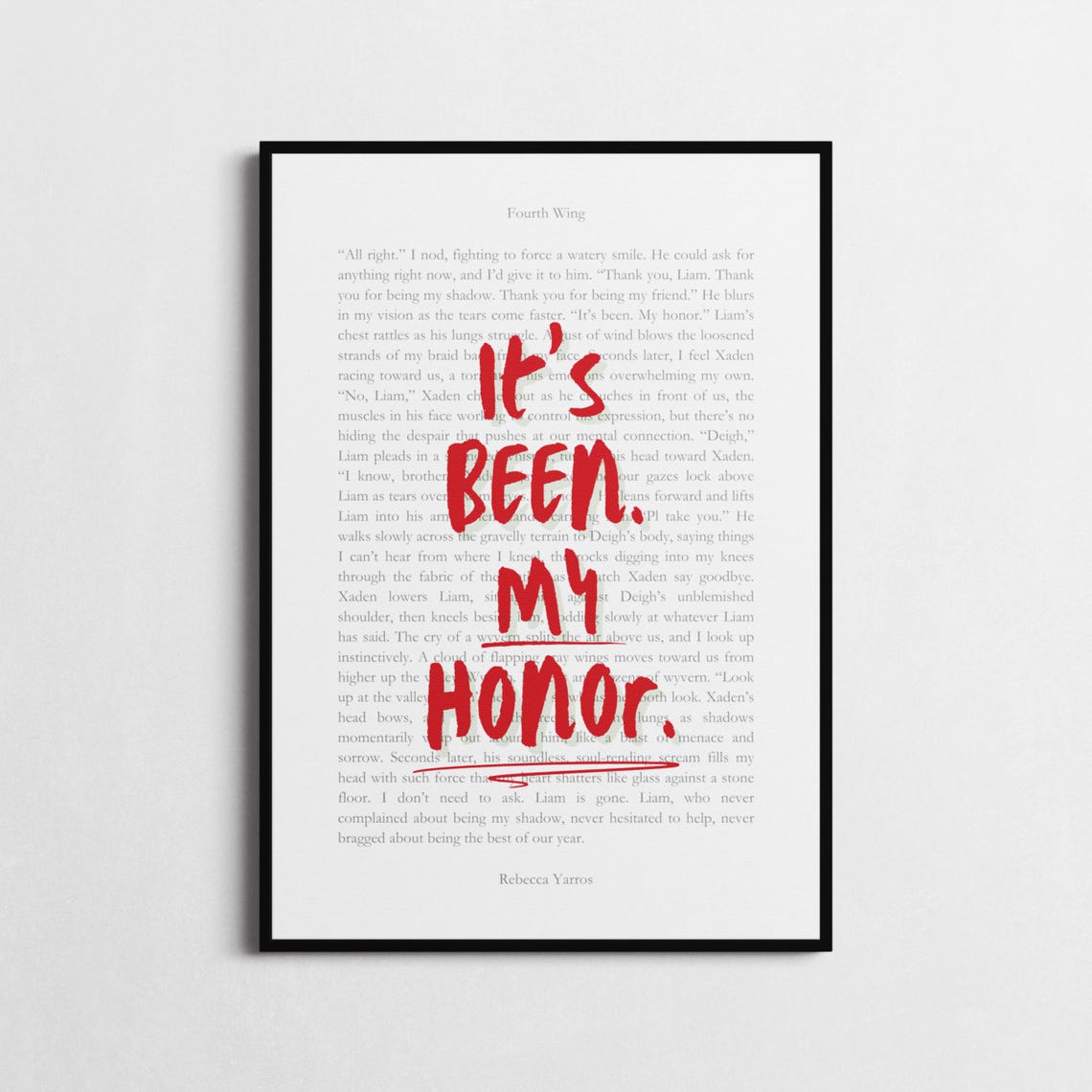 Rebecca Yarros Fourth Wing Liam It's Been My Honor Book Page Print - Image 5