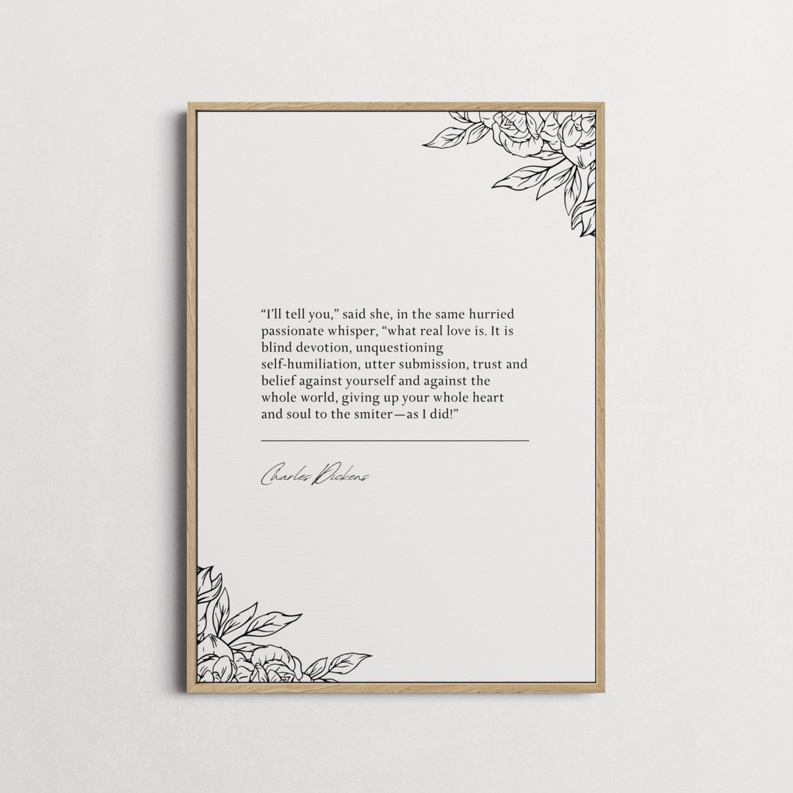 Charles Dickens What Real Love Is Minimalist Black White Quote Poster - Image 5