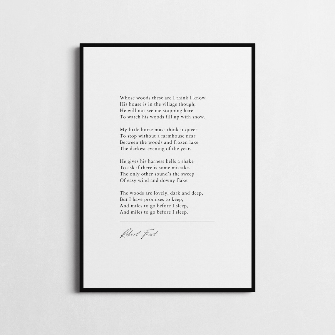 Robert Frost Stopping By Woods Snowy Evening Poem Poster Gold Floral - Image 4