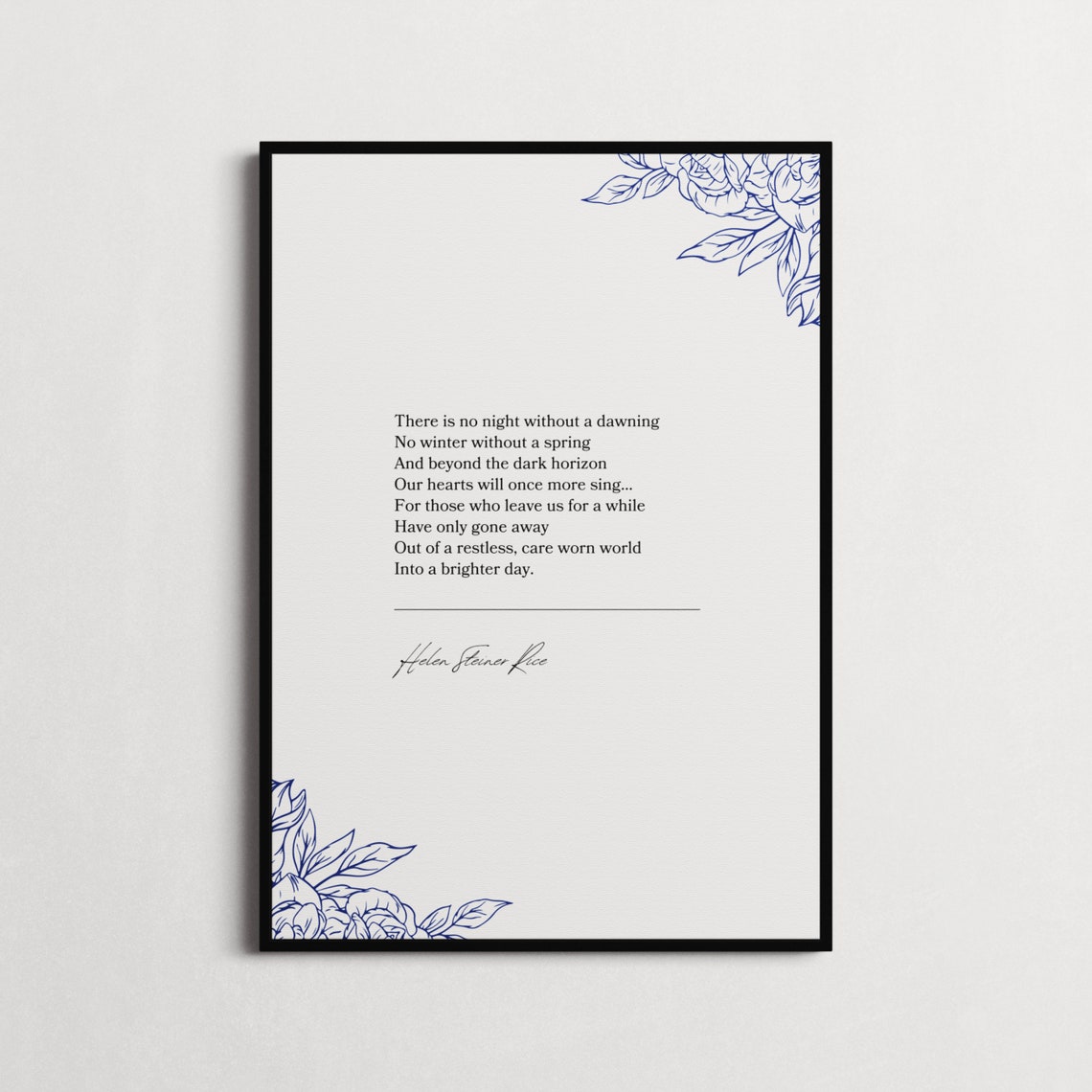 Helen Steiner Rice No Night Without A Dawning Grief Poem Quote Poster - Image 4
