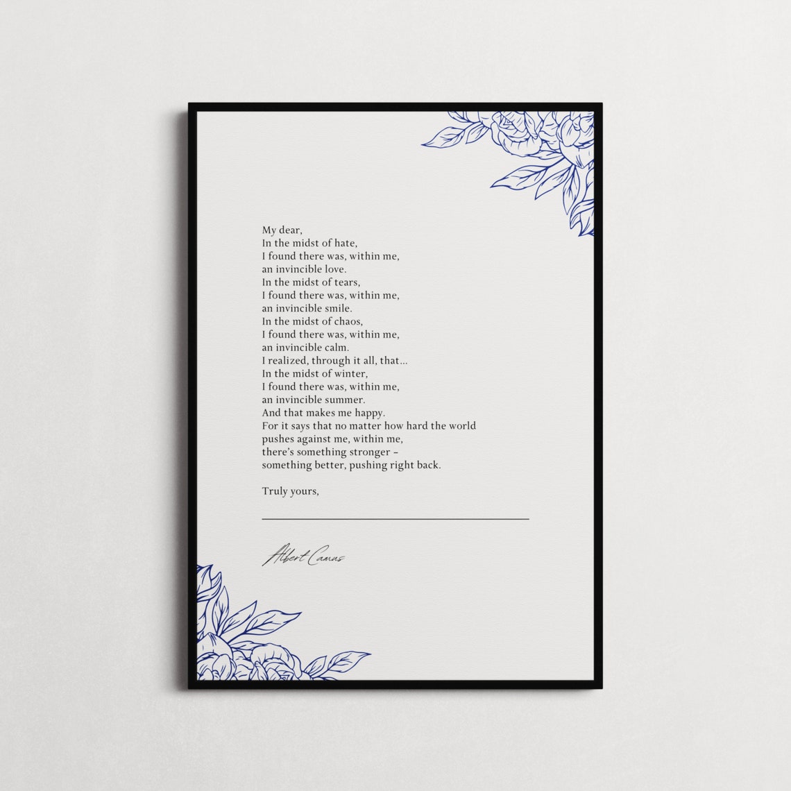 Albert Camus In The Midst Of Winter Invincible Summer Quote Poster - Image 4