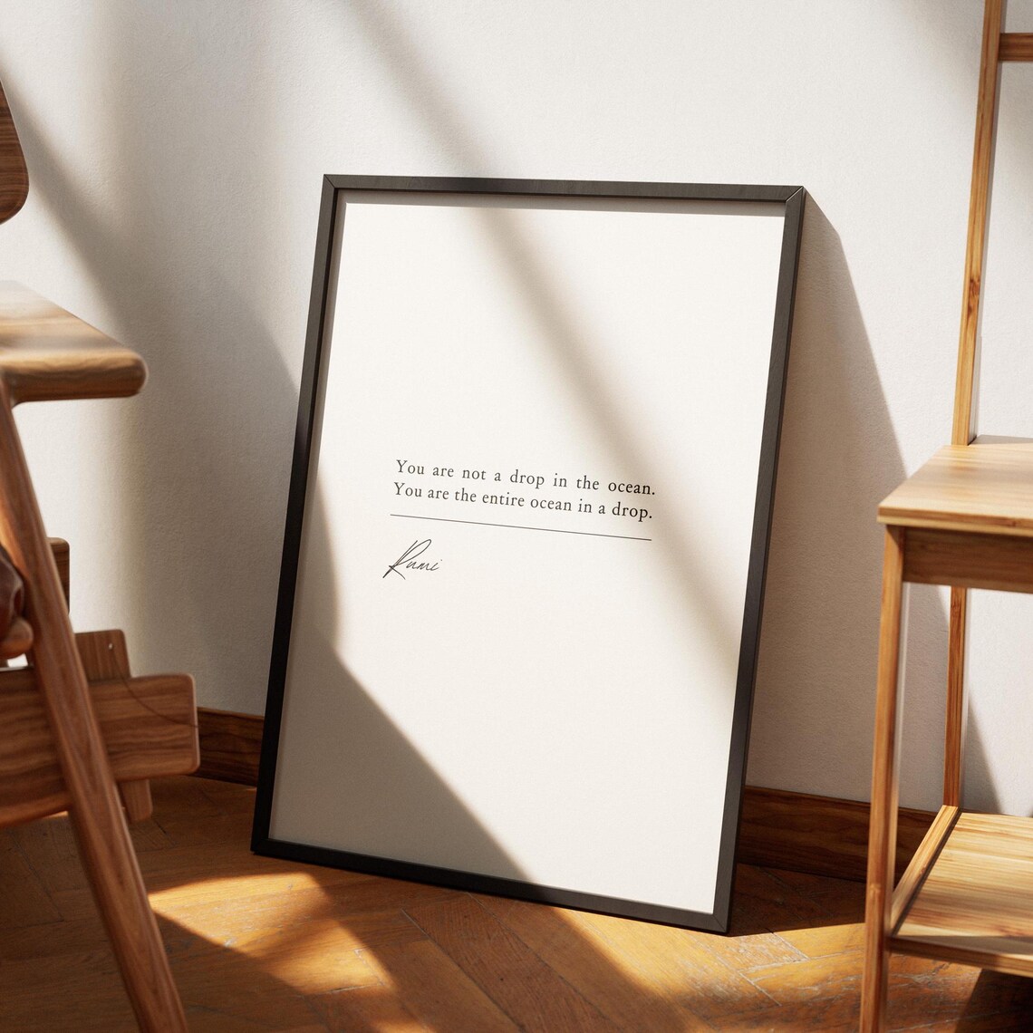 Rumi Entire Ocean In A Drop Botanical Minimalist Black White Quote Poster - Image 5