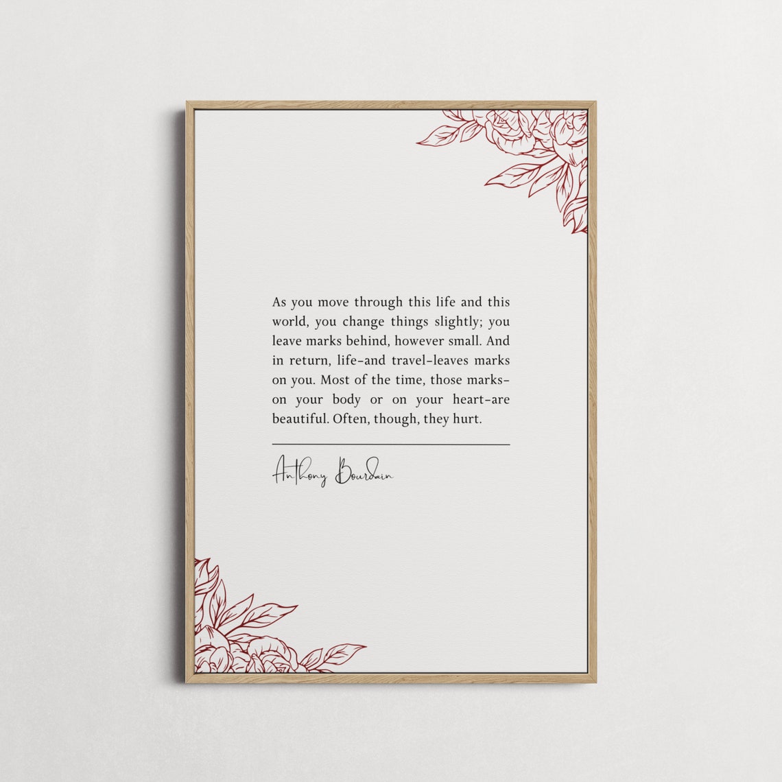 Anthony Bourdain Travel Leaves Marks Minimalist Life Quote Poster - Image 3
