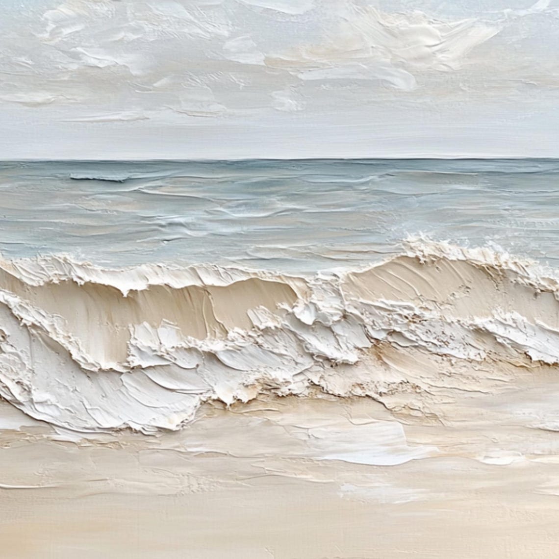 Muted Beige Ocean Wave Swell in Minimal Textured Seascape Poster - Image 2