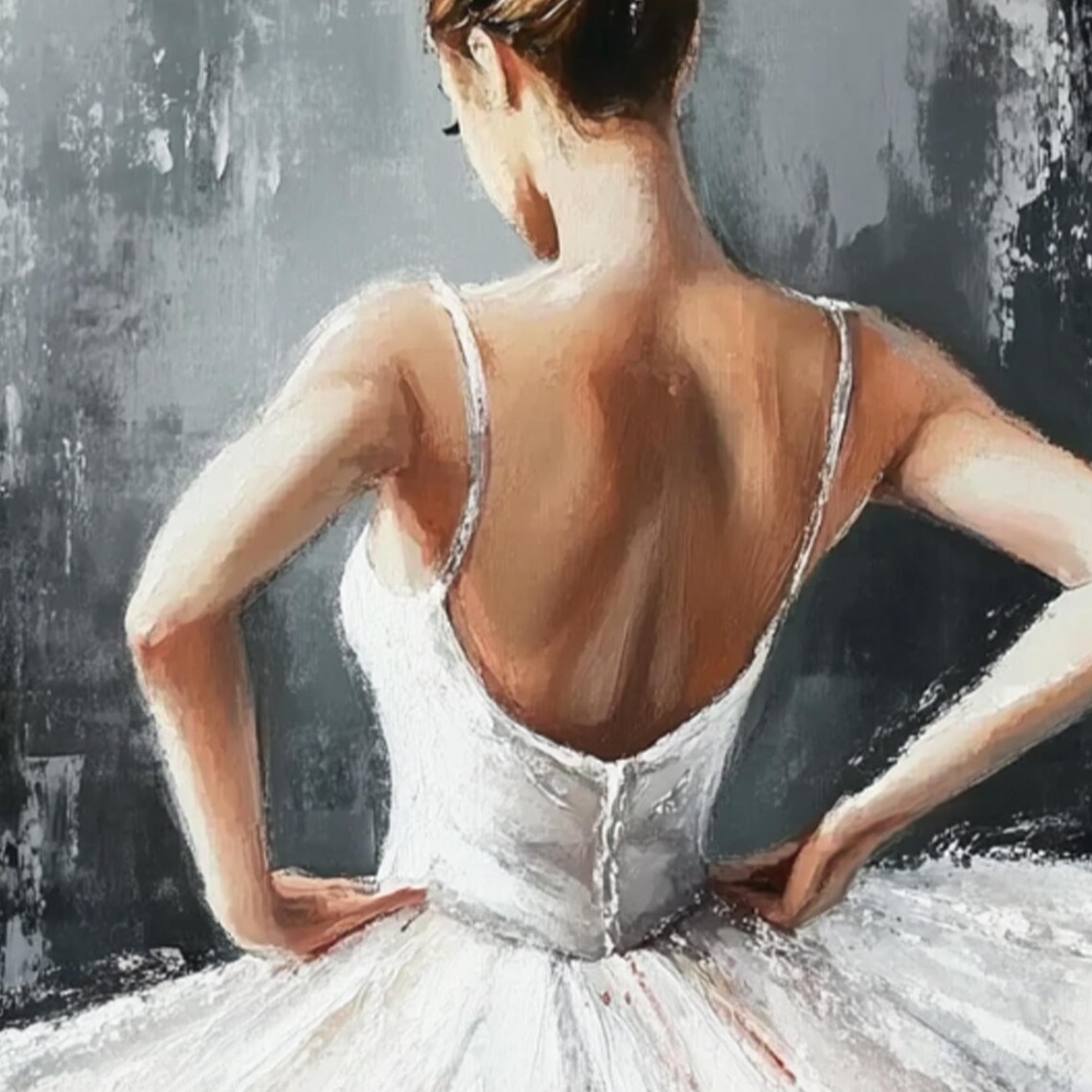 Ballerina Back View White Tutu Floral Bun Ballet Art Wall Poster - Image 2