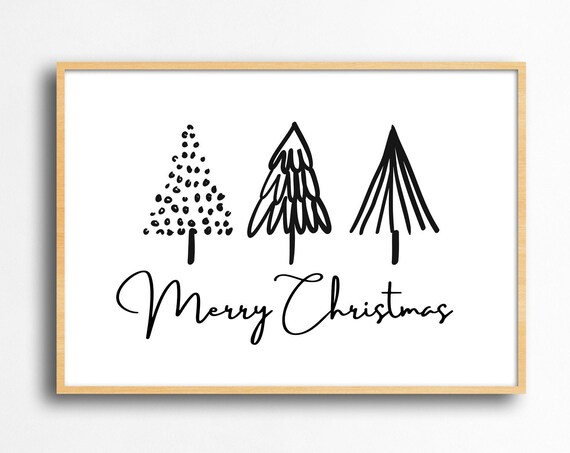 Merry Christmas Trees Minimal Scandi Holiday Poster