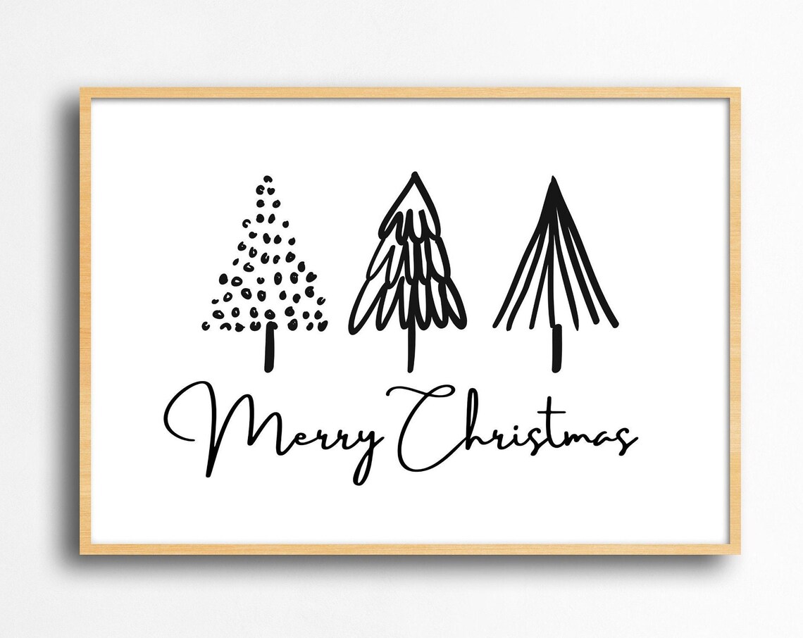 Merry Christmas Trees Minimal Scandi Holiday Poster