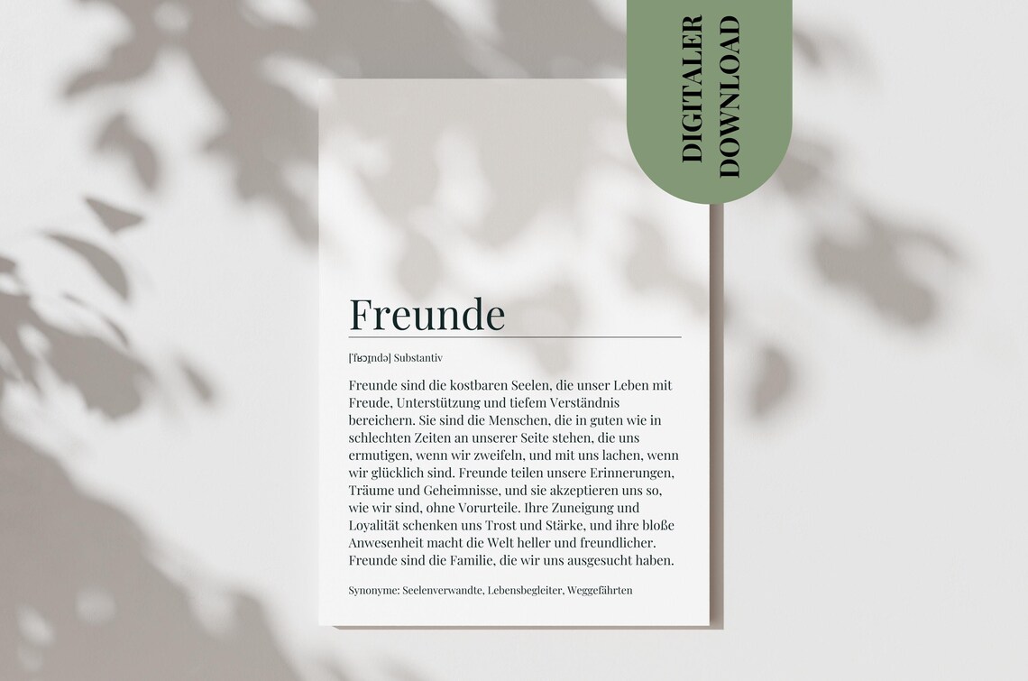 Friends Definition Friendship Poster, Birthday Gift