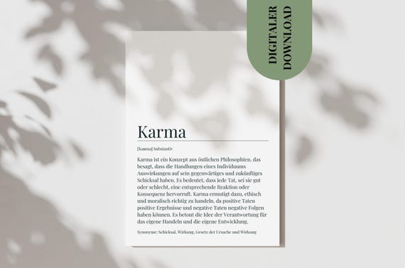 Postcard Karma Definition Good Karma Card Definition Card Gift Best Friend Good Karma Positive Thoughts Statement Poster Karma
