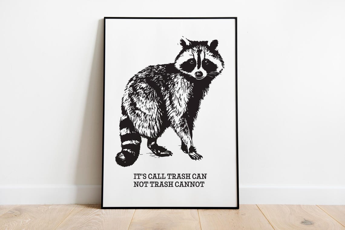 Racoon Trash Art Kitsch Dopamine Decor Poster Funny Print Maximalist Wall