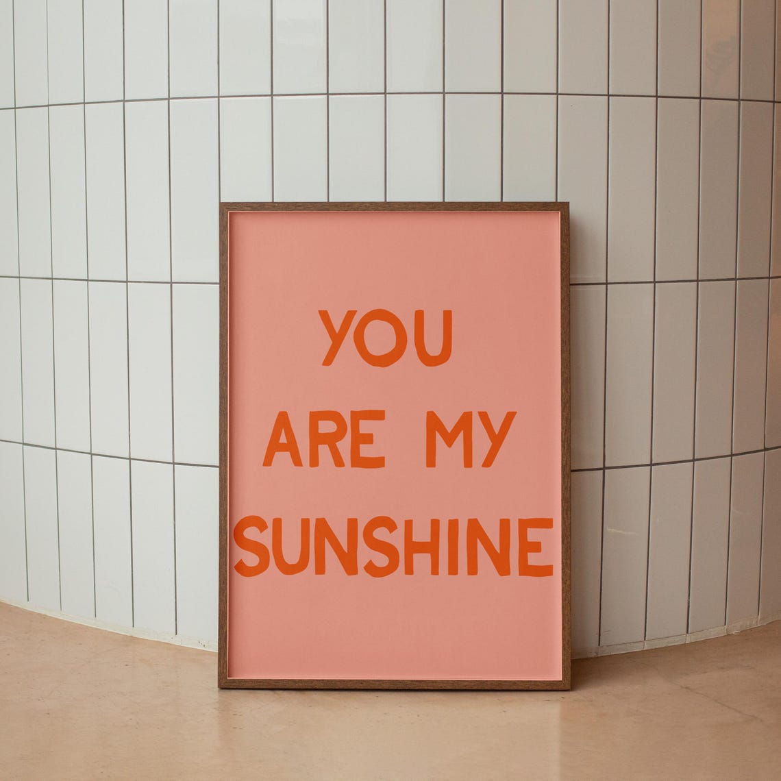 You Are My Sunshine Pink Retro Nursery Kids Playroom Quote Poster