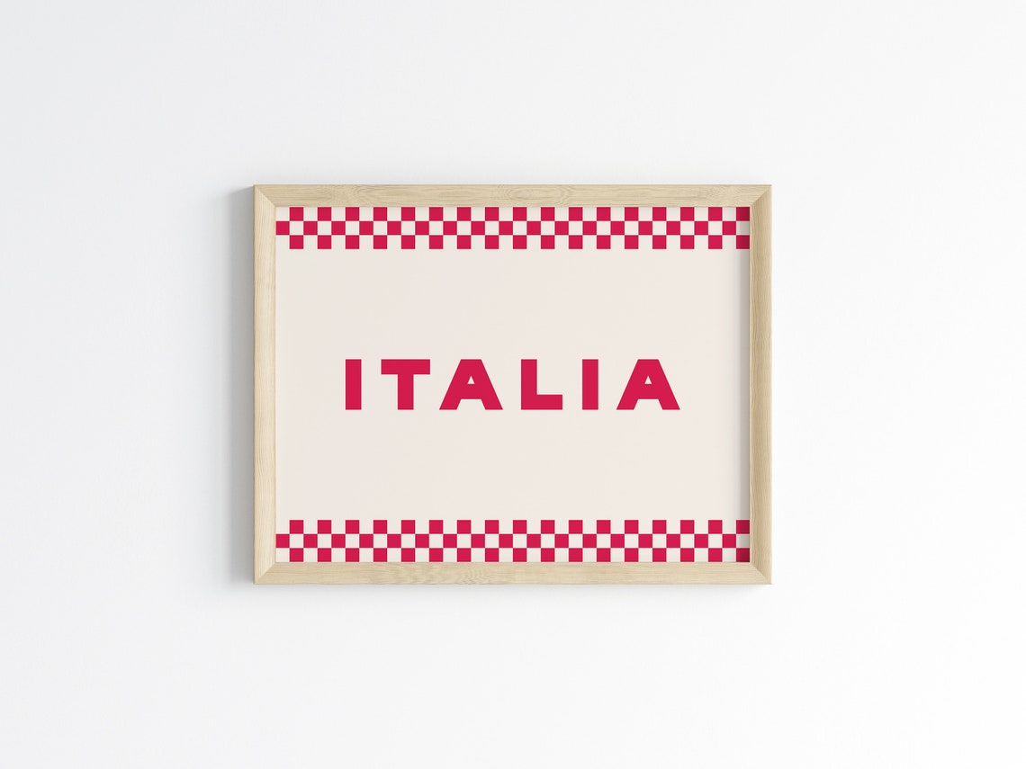 Italia Retro Trattoria Red Checkered Italy Travel Kitchen Poster