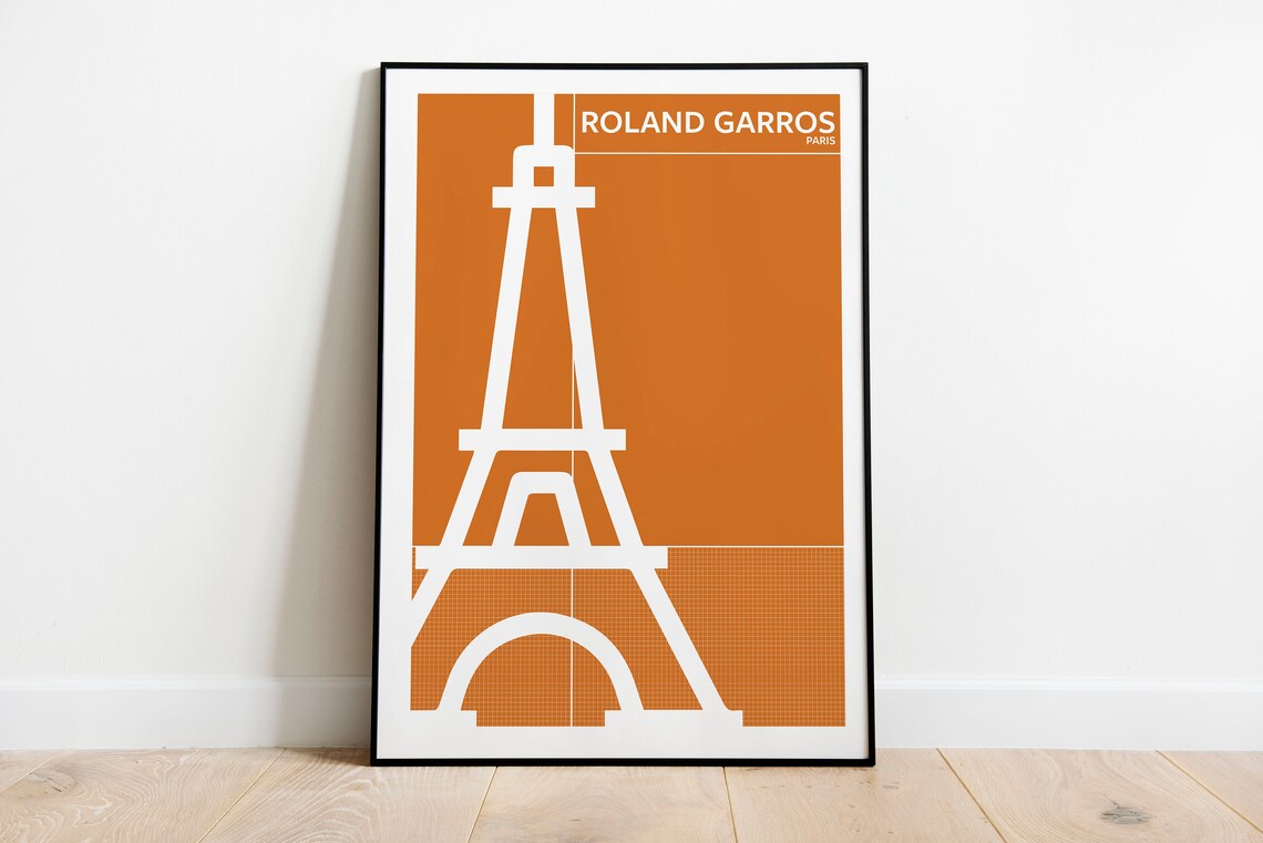 Roland Garros Paris Eiffel Tower Clay Court Minimalist Tennis Sport Poster
