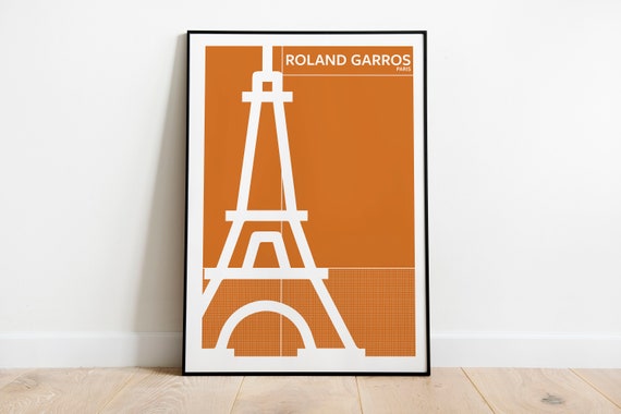 Wall Art Eiffel Tower Roland Garros Poster Grand Slam Tennis French Open Paris Travel Print Vintage