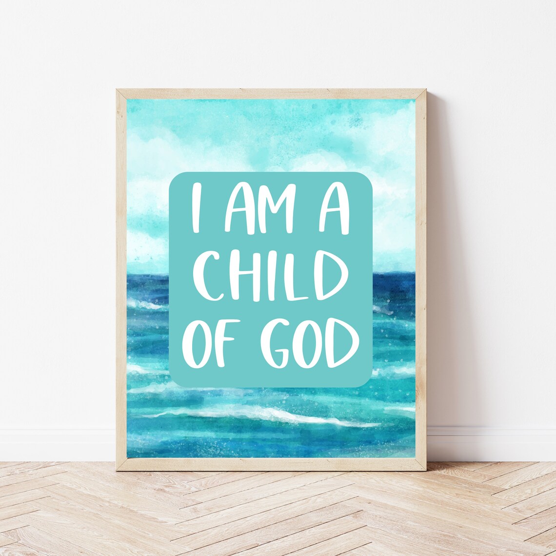 I Am a Child of God Ocean Waves Kids Christian Nursery Poster