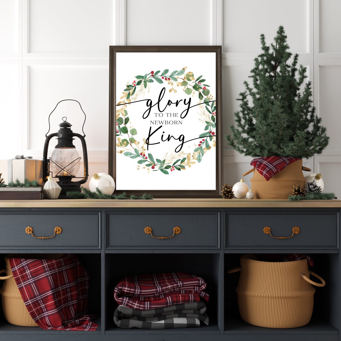 Bible Verse Christmas Wall Art Print Christian Home Decor Sign Scripture Gift Religious Cabin