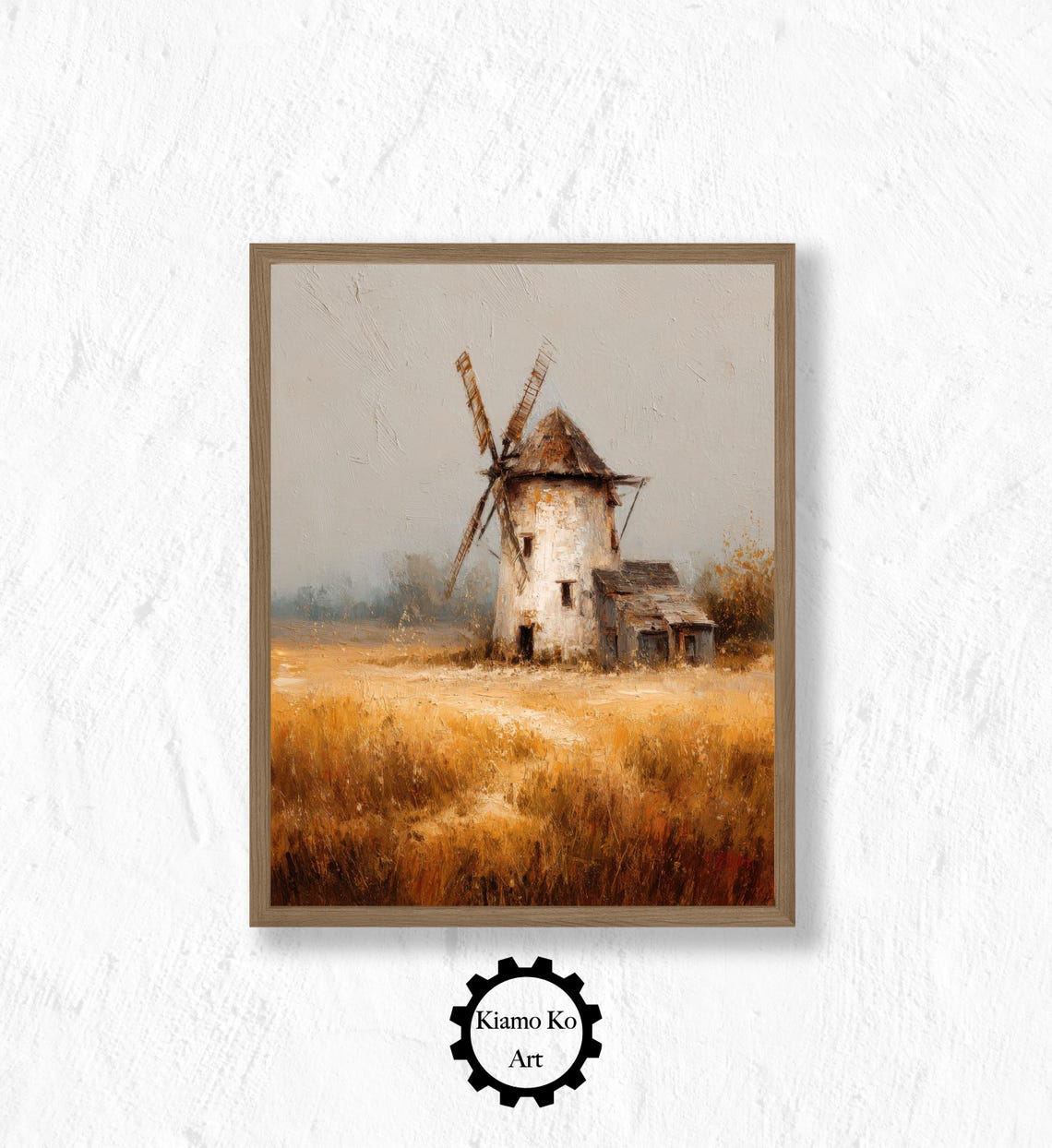 Weathered Old Stone Windmill Alone In A Golden Wheat Field Poster