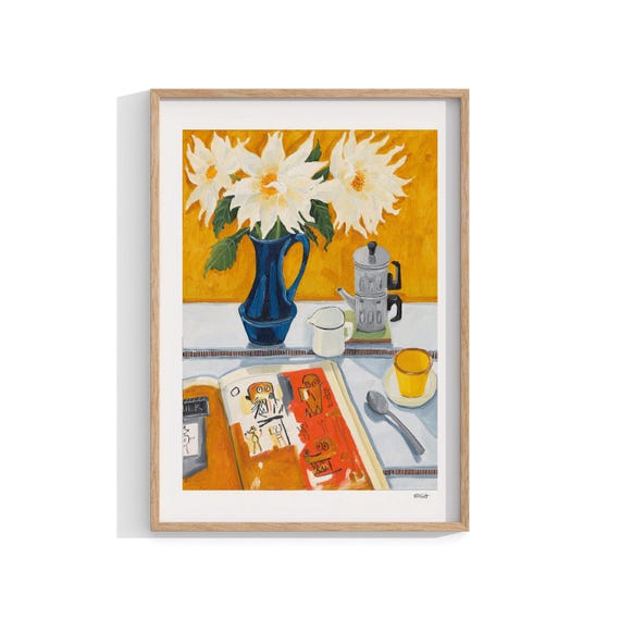 Dahlias Still Life Art Print, Australian Kitchen Decor