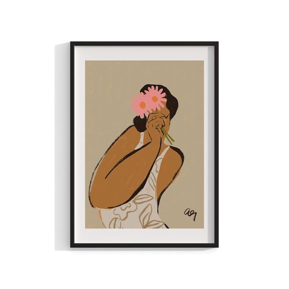 Boho Abstract Portrait, Modern Art Print