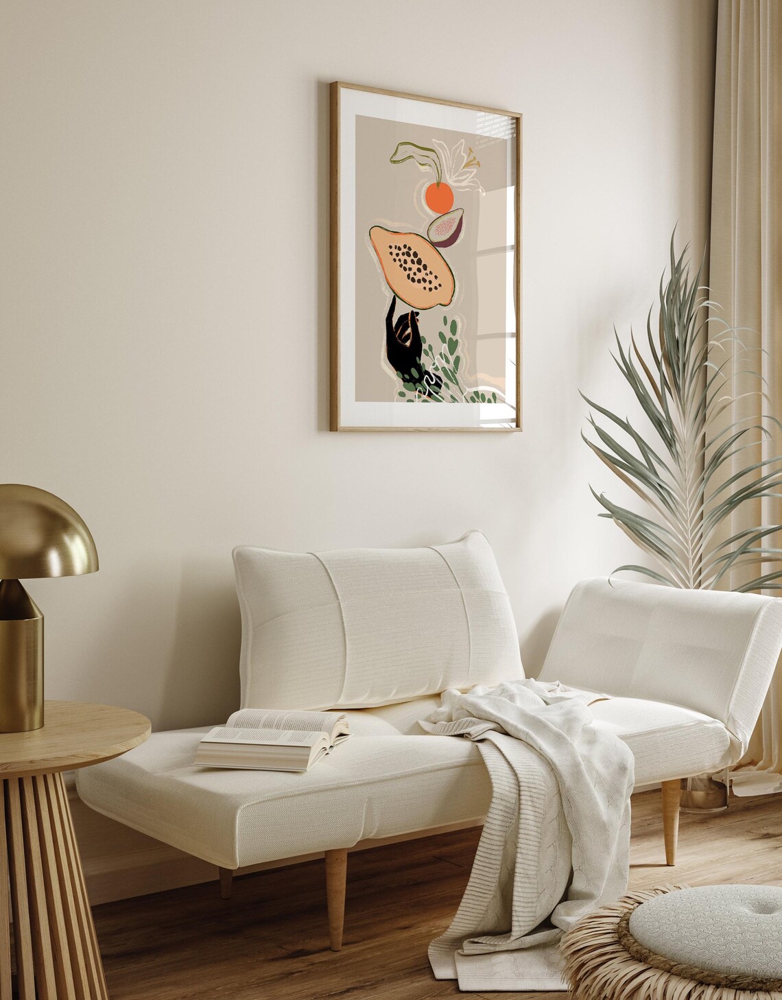 Boho Balancing Fruits, Modern Still Life Art Print - Image 2