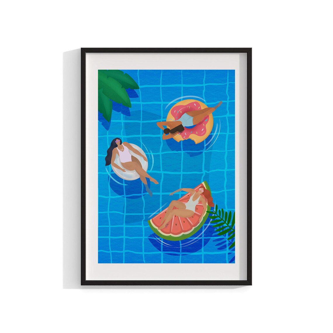 Pool Ladies, Modern Summer Scene Art Print
