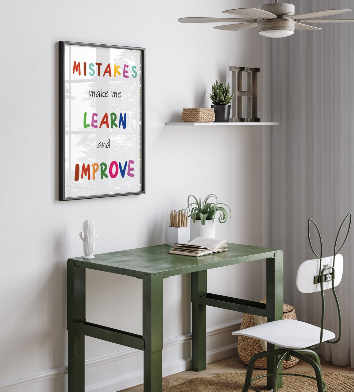 Mistakes Make Me Learn and Improve Colorful Kids Affirmation Poster - Image 2