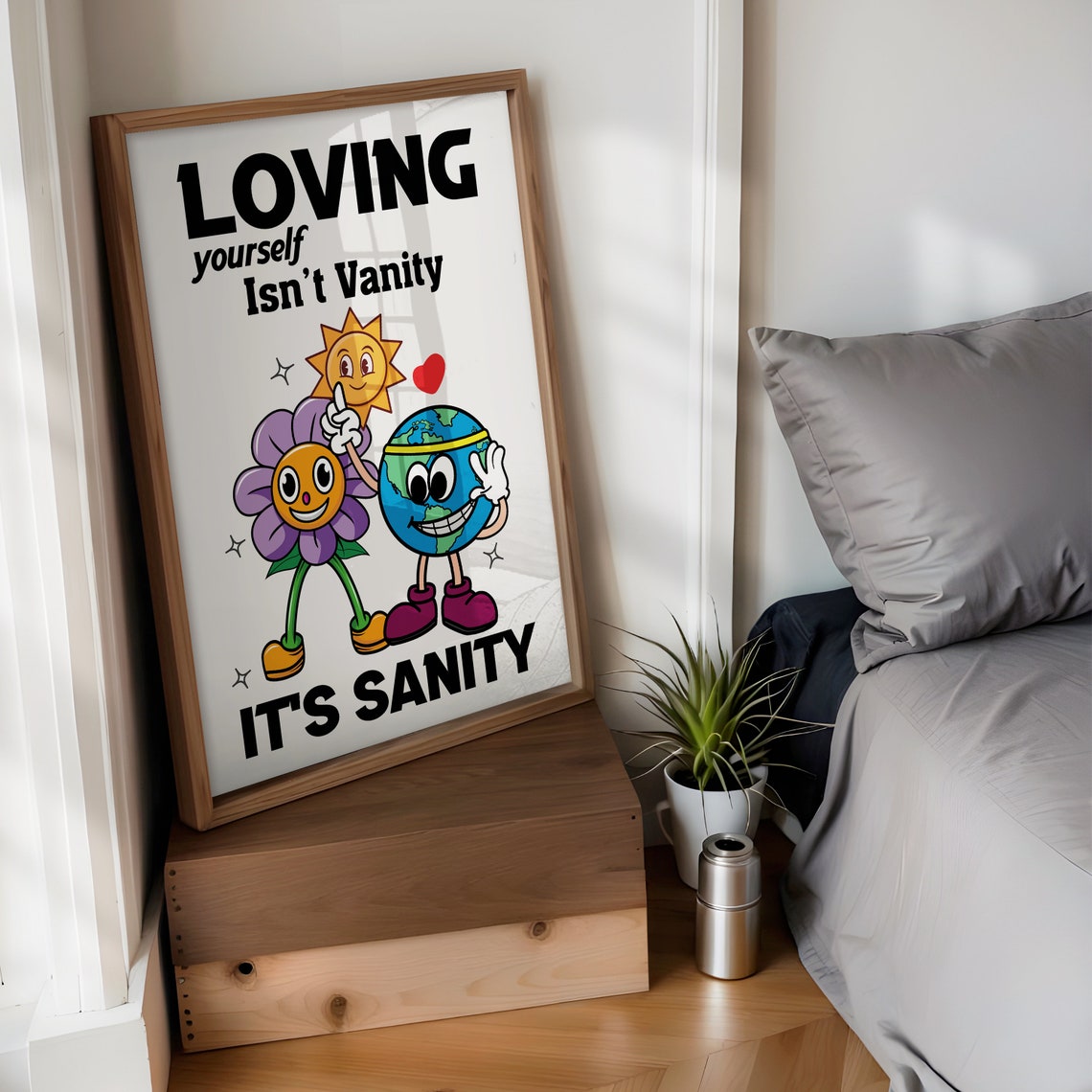 Loving Yourself Is Not Vanity It Is Sanity Retro Quote Poster - Image 2