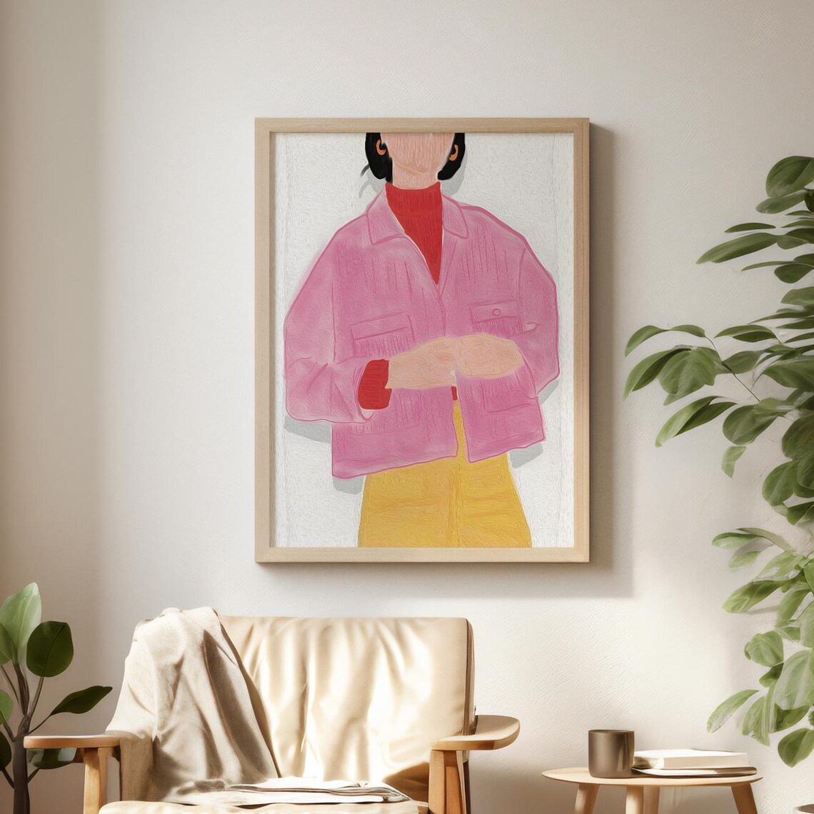 Pink Fashion Illustration Faceless Woman Preppy Trendy Room Decor Poster