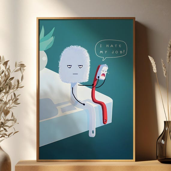 Bathroom Wall Art Funny Sign Humorous Toilet Print Cute Illustration Modern Decor Deco