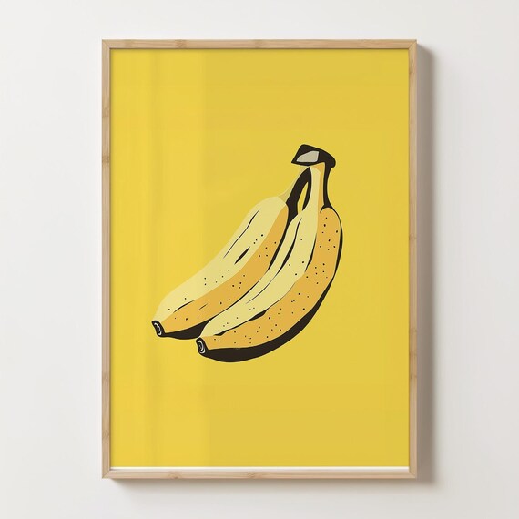 Banana Print Banana Illustration Abstract Wall Art Banana Wall Art Print Kitchen Wall Art Modern Fruit Print 3