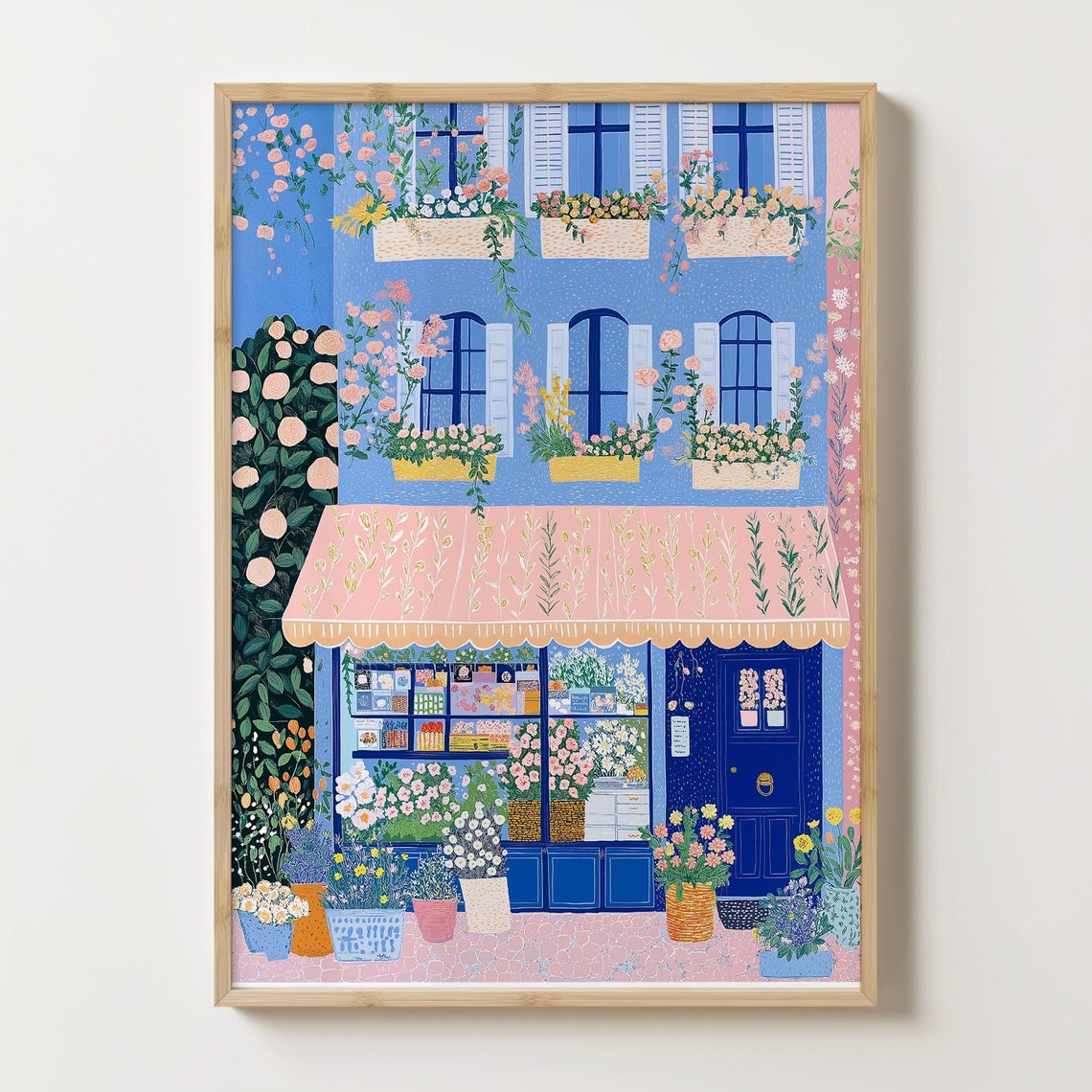 Flower Shop Print Florist Print Garden Shop Flower Market Print Flower Shop Floral Pink Wall Art Spring Wall Art Floral Wall Art 36