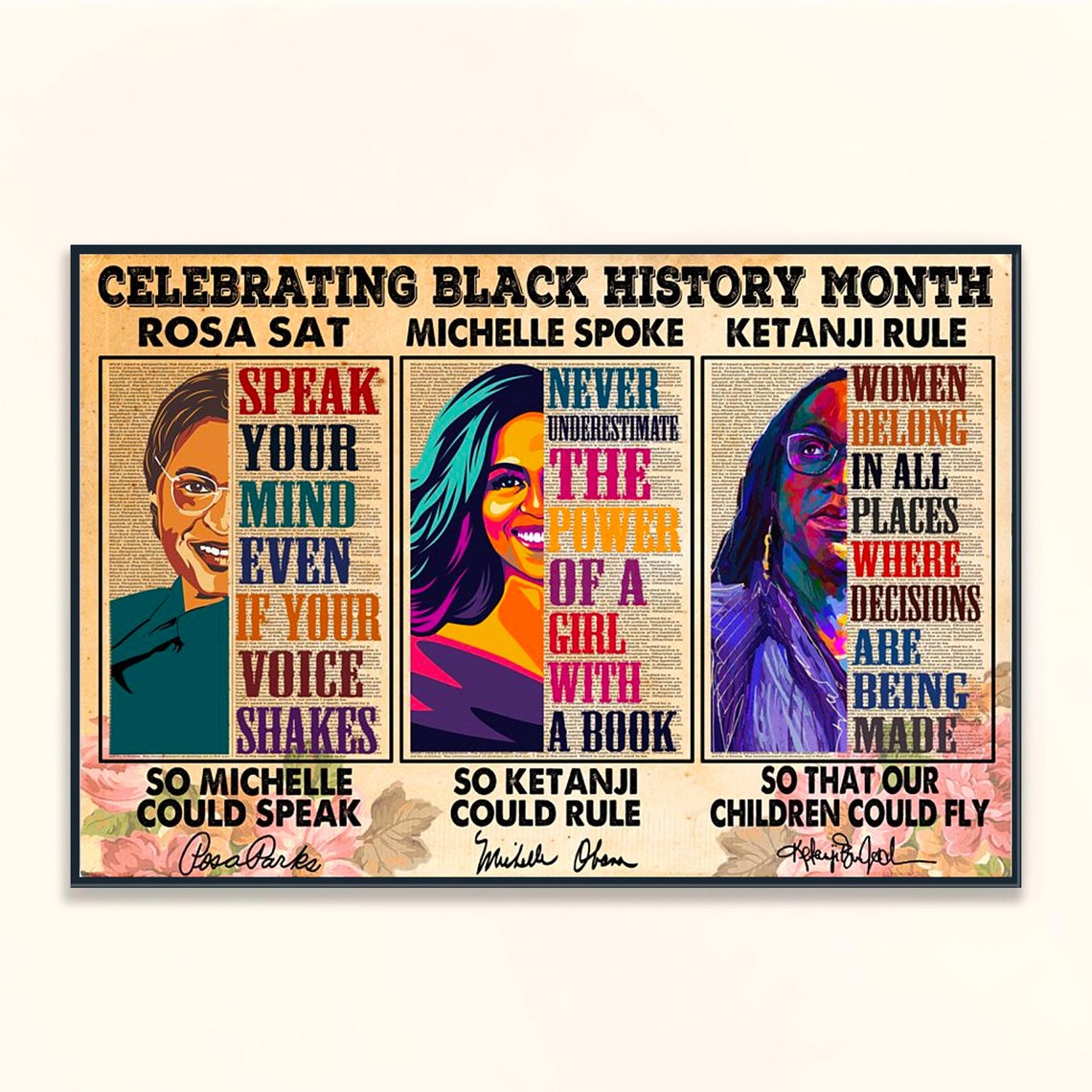 Celebrating Black History Month Rosa Parks Michelle Obama Poster